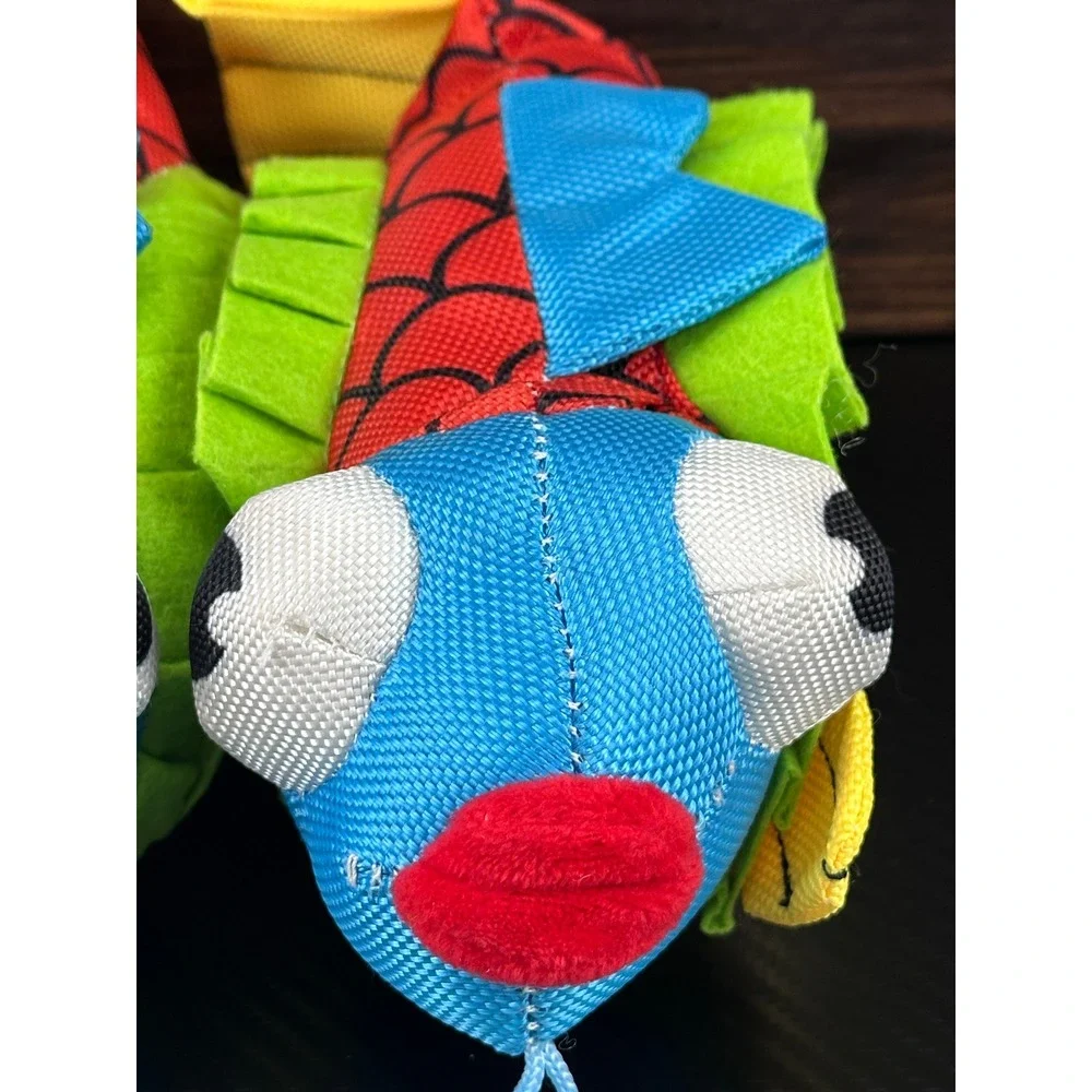 Bow Wow Pet Fiesta Fish Taco Squeak Crinkle Dog Toy Blue Red‎ New